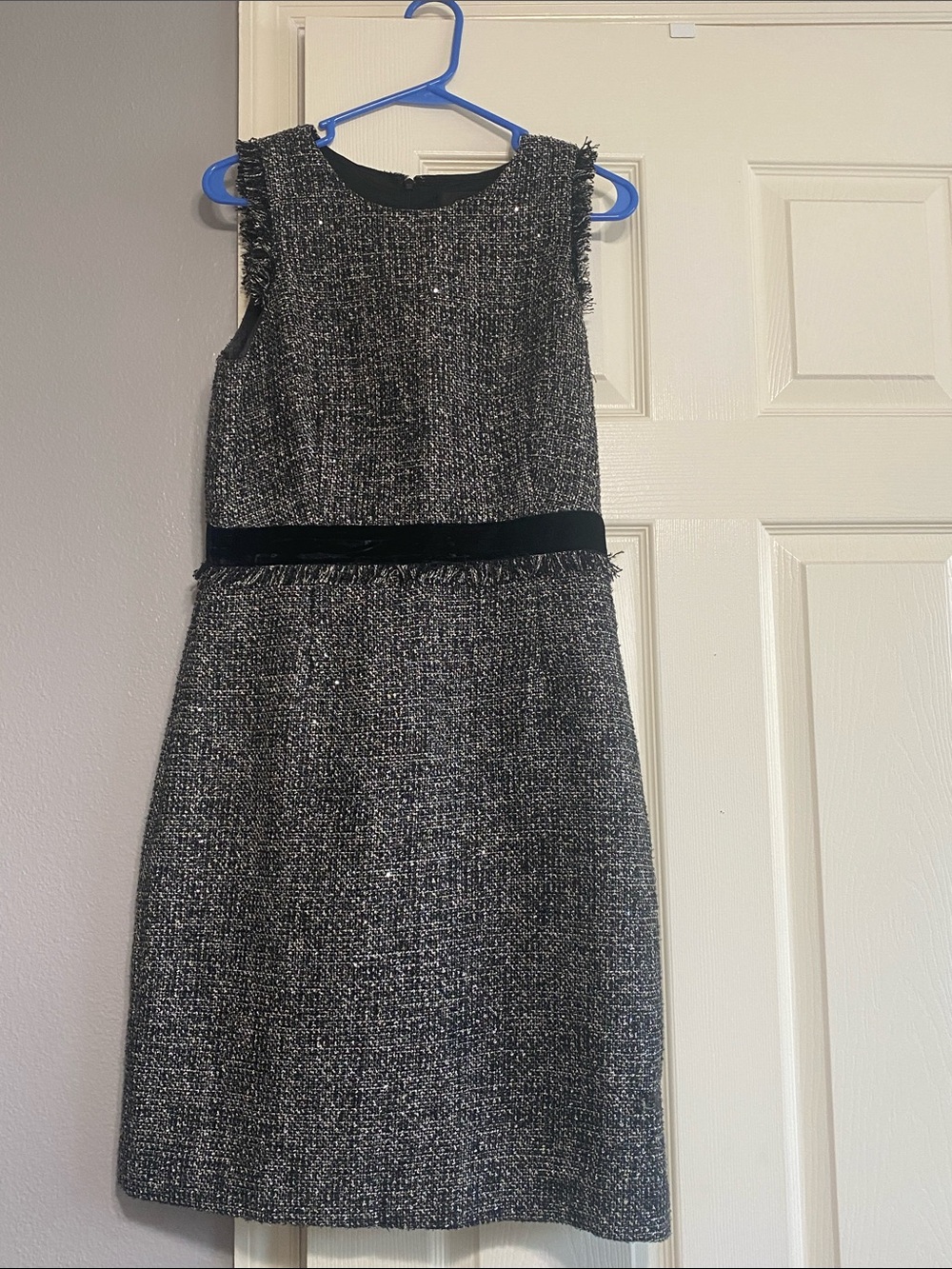 J. Crew Black and Gray Tweed Sleeveless Dress